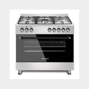 Hisense-900mm 5 Burner Gas/Electric Stove-Stainless Stee(ONE ADJUSTMENT KNOB IS BROKEN AND STOVE IS DENTED)-50587/22 B3(S3)