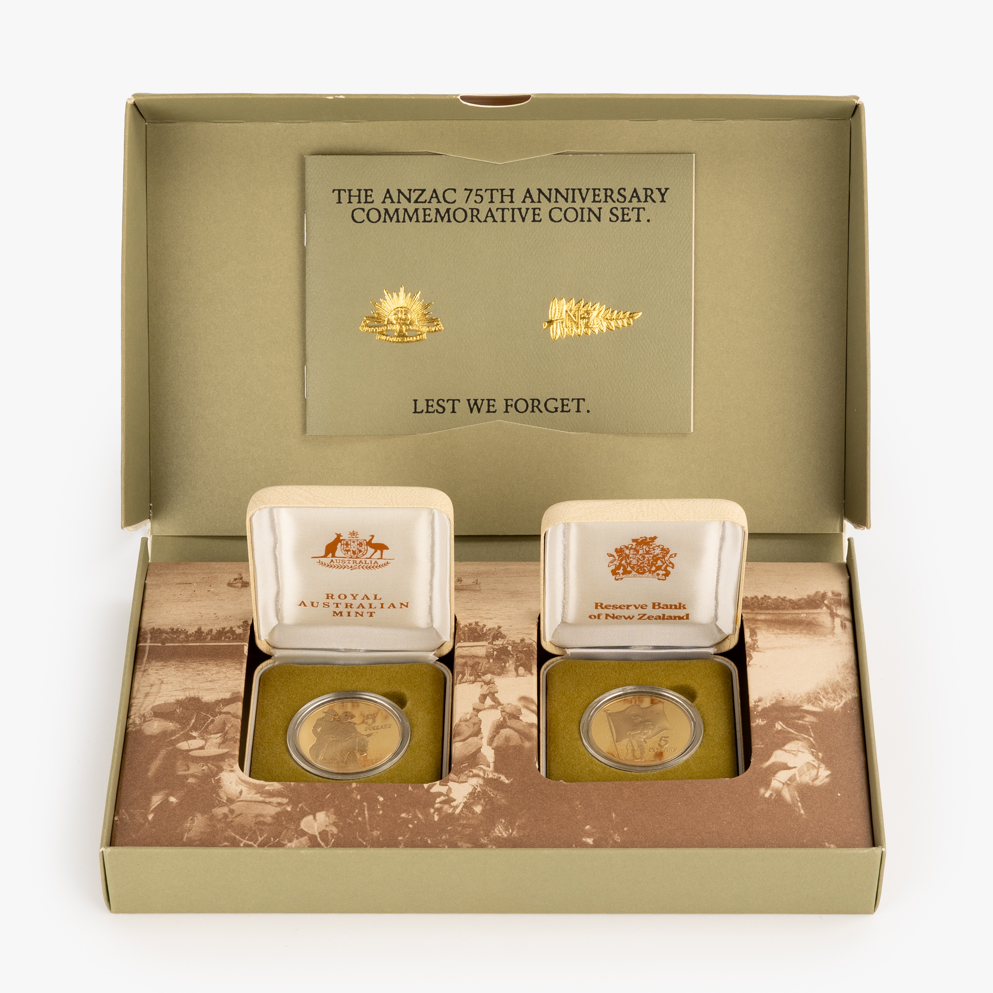 Elizabeth II, RAM - ANZAC 75TH Anniversary Set, Five Dollars, 1990, FDC