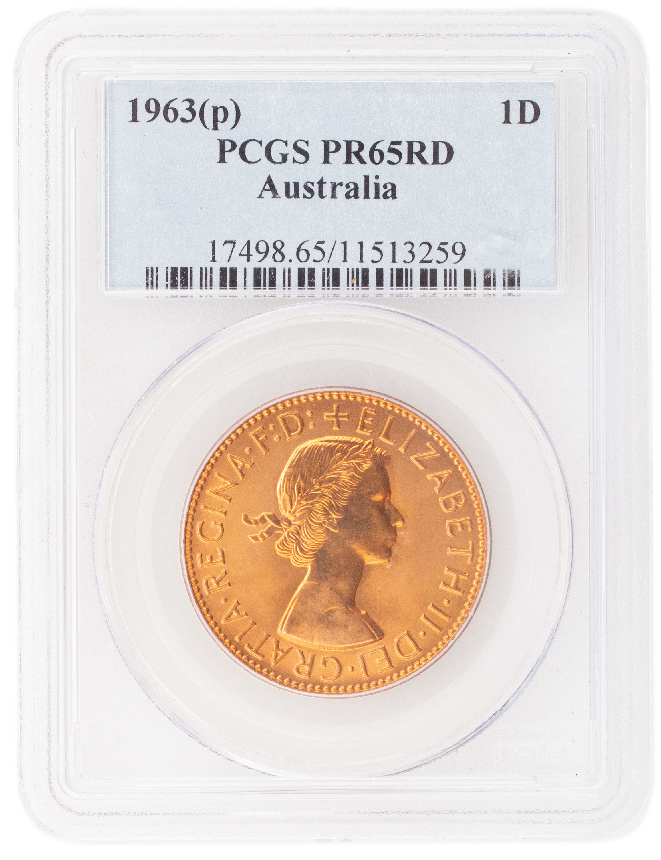Elizabeth II, Penny, 1963, PCGS PR 65RD