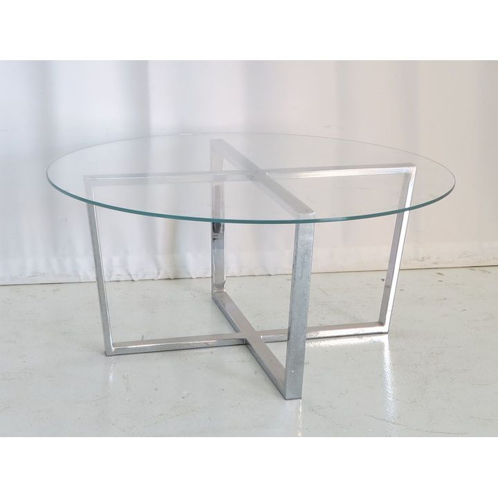 GLASS TOP CHROME COFFEE TABLE