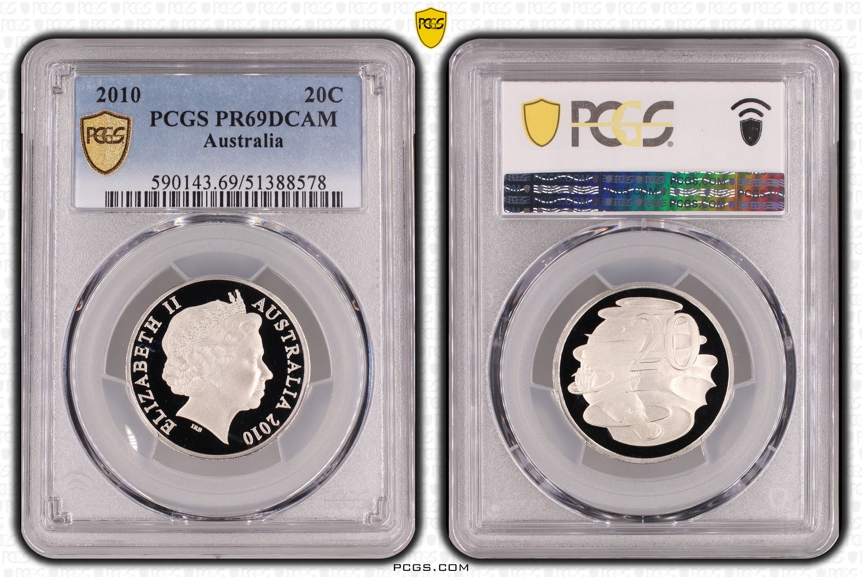 Twenty Cent, 2010, PCGS PR69DCAM