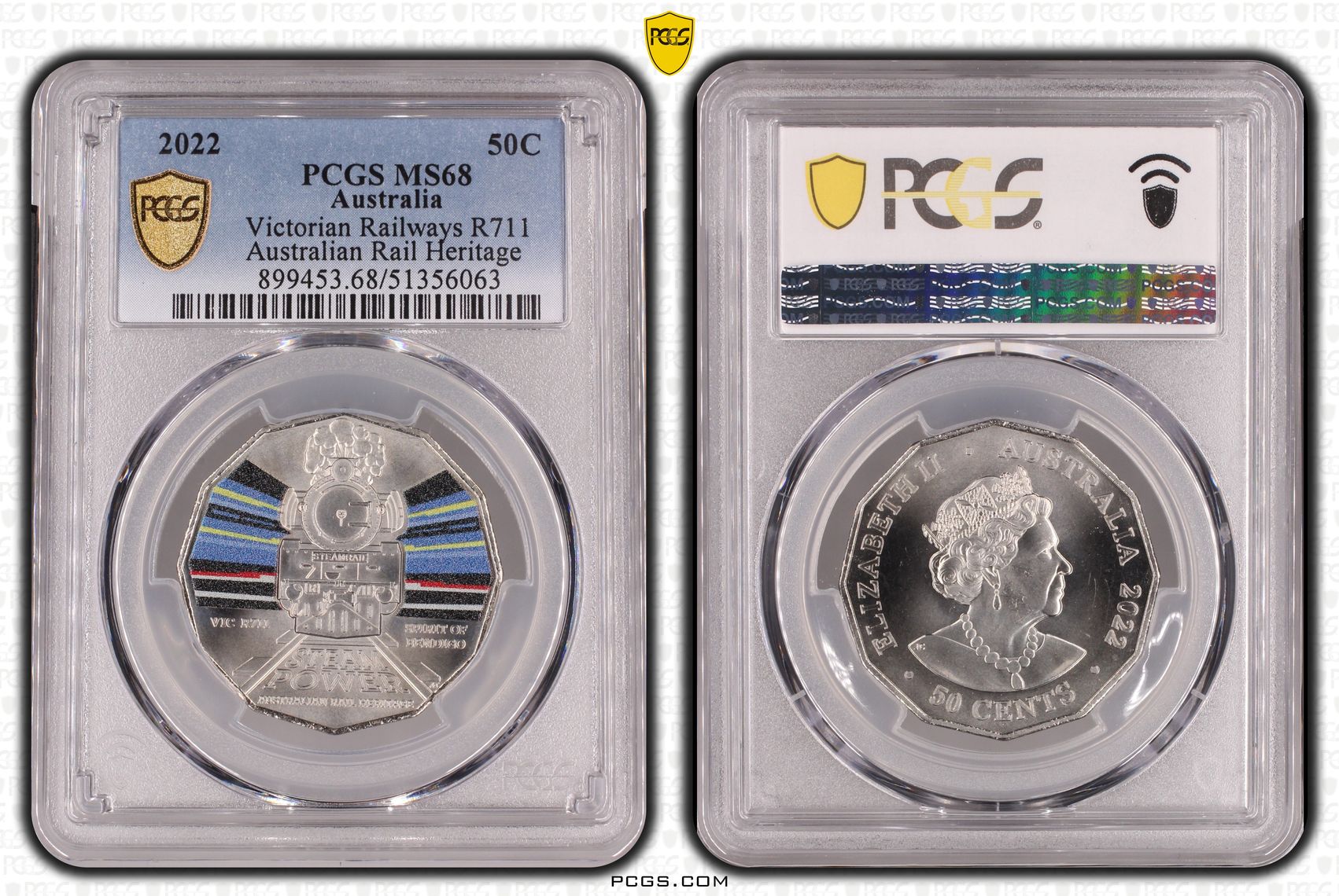 Victorian Railways R711 - Australian Rail Heritage, Fifty Cent, 2022, PCGS MS68
