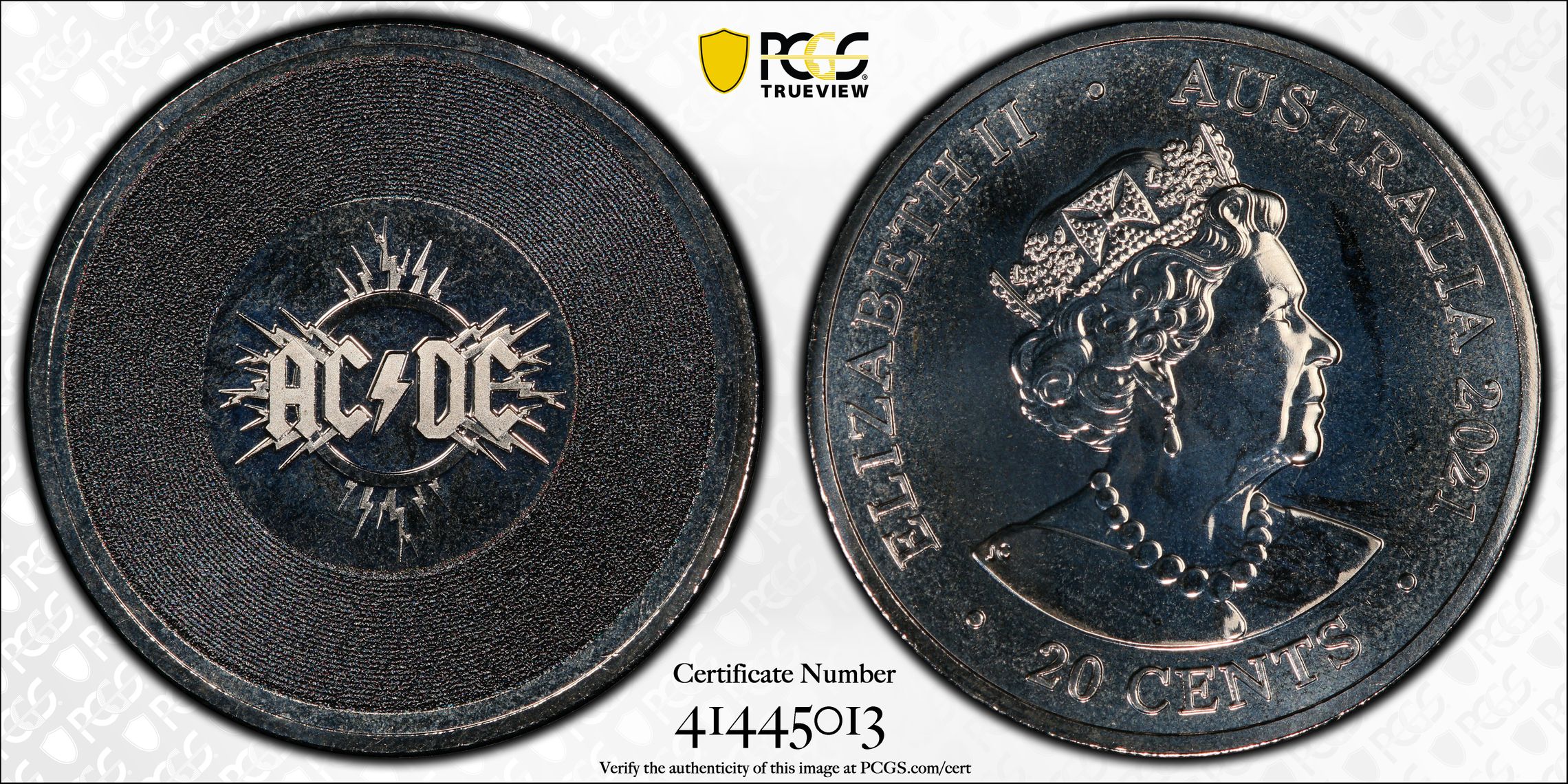AC/DC Logo , Twenty Cent, 2021, PCGS MS68