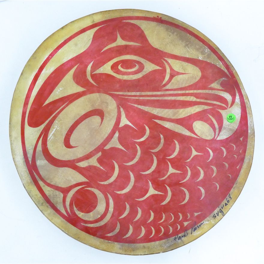 Randi Parn (Suquamish) Red Raven Painted Drum 19''