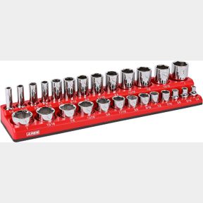 3/8-INCH DRIVE ARES 70234-26-PIECE 3/8-INCH SAE MAGNETIC SOCKET ORGANIZER - HOLDS 13 STANDARD SIZE AND 13 DEEP SIZE SOCKETS - KEEP