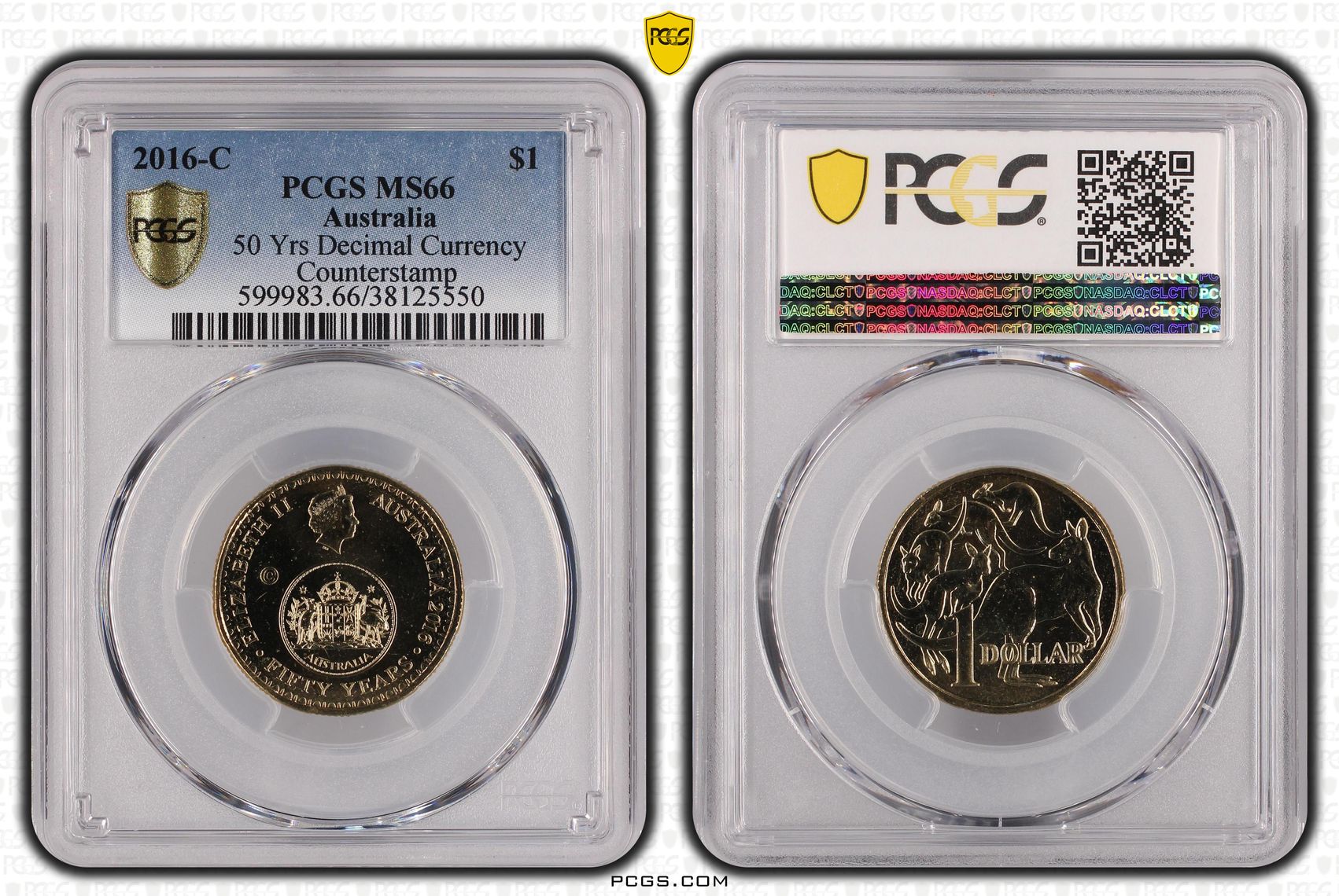 2016-C Australia One Dollar, $1 50 Yrs Decimal Currency PCGS - MS66 -550