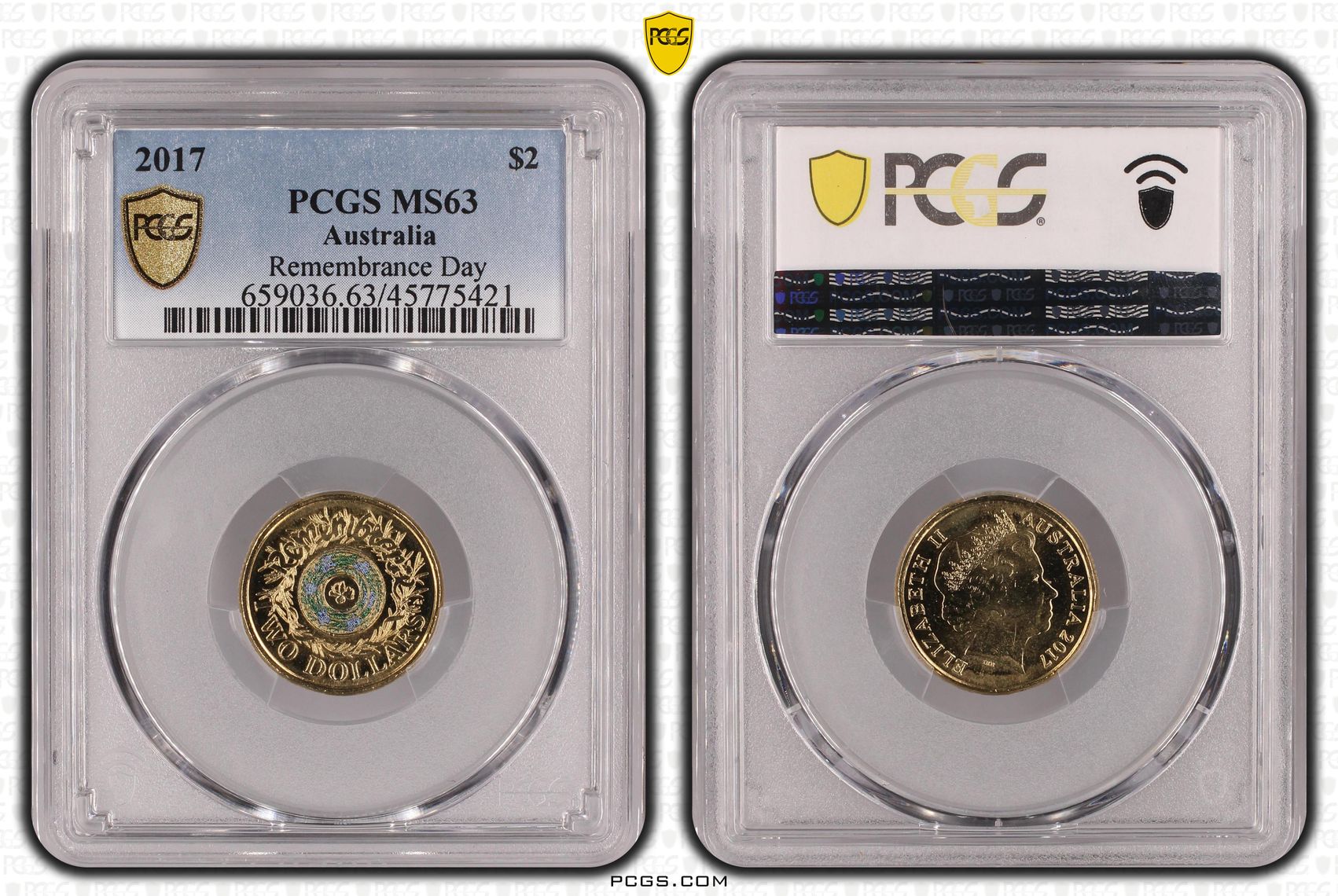 Remembrance Day, Two Dollar, 2017, PCGS MS 63