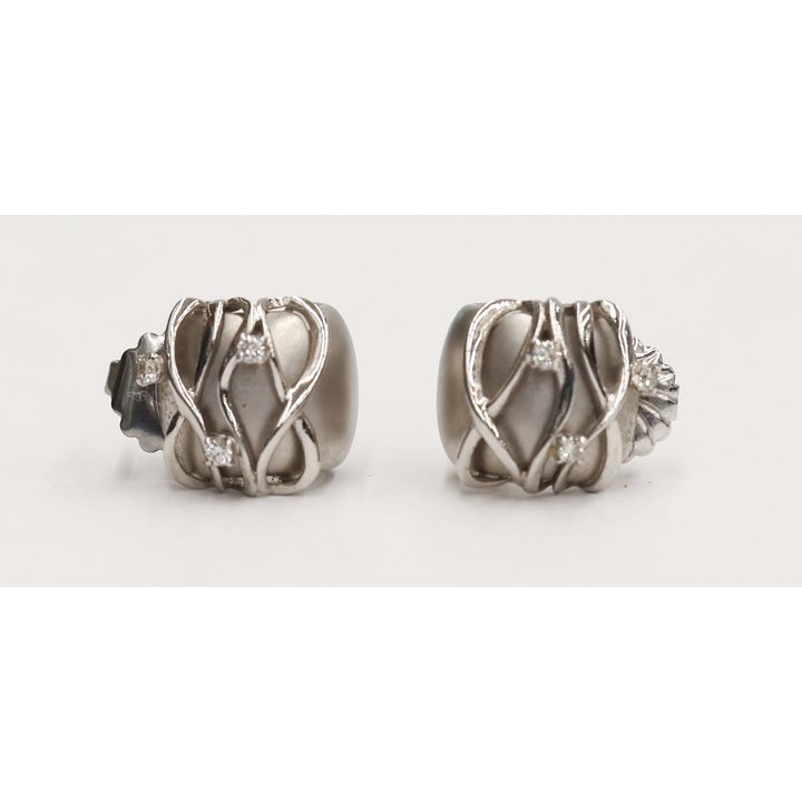 Pair Charles Garnier 18k Diamond Earrings
