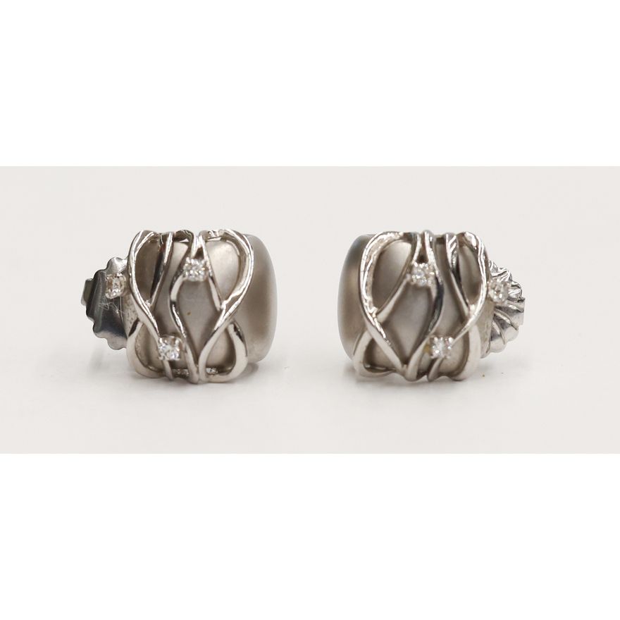 Pair Charles Garnier 18k Diamond Earrings
