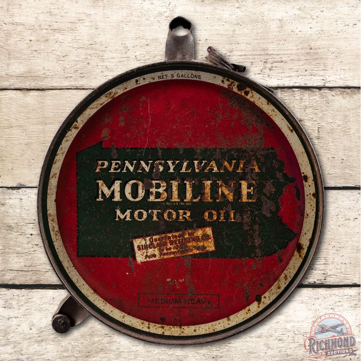 Sinclair Pennsylvania & State Mobiline Motor Oil 5 Gallon Rocker Can