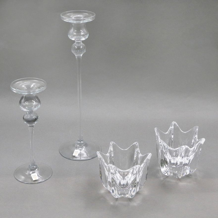 Holmegaard & Orrefors - Four Scandinavian glass candlesticks