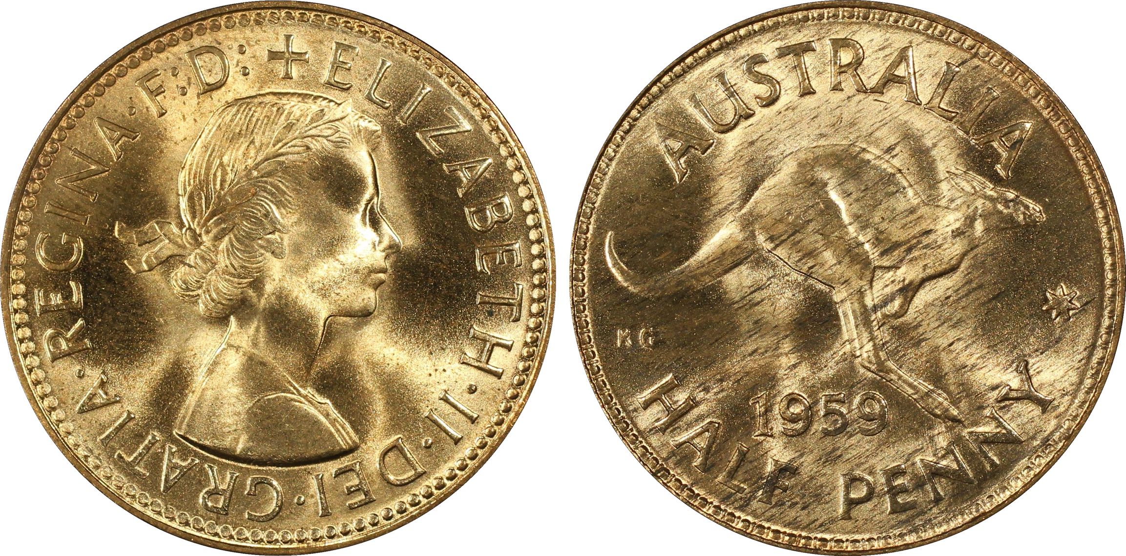 1959(m) Australia Half Penny PCGS - MS64RD -646
