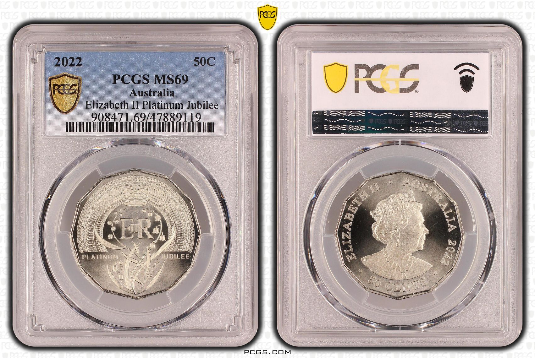 164 · Elizabeth II Platinum Jubilee , Fifty Cent, 2022, PCGS MS69
