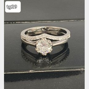 STERLING SILVER RING WITH CUBICS - TWINSET - SIZE N