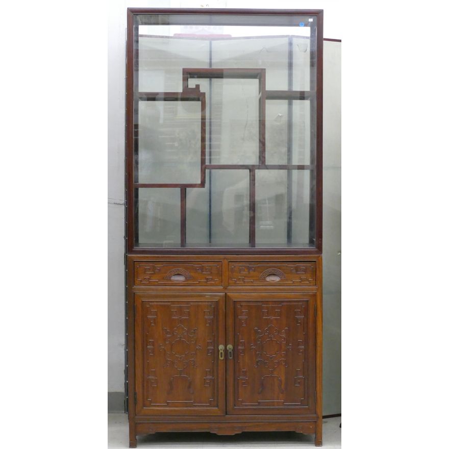Fine Chinese Rosewood Collector's Cabinet 72''x32''x12''
