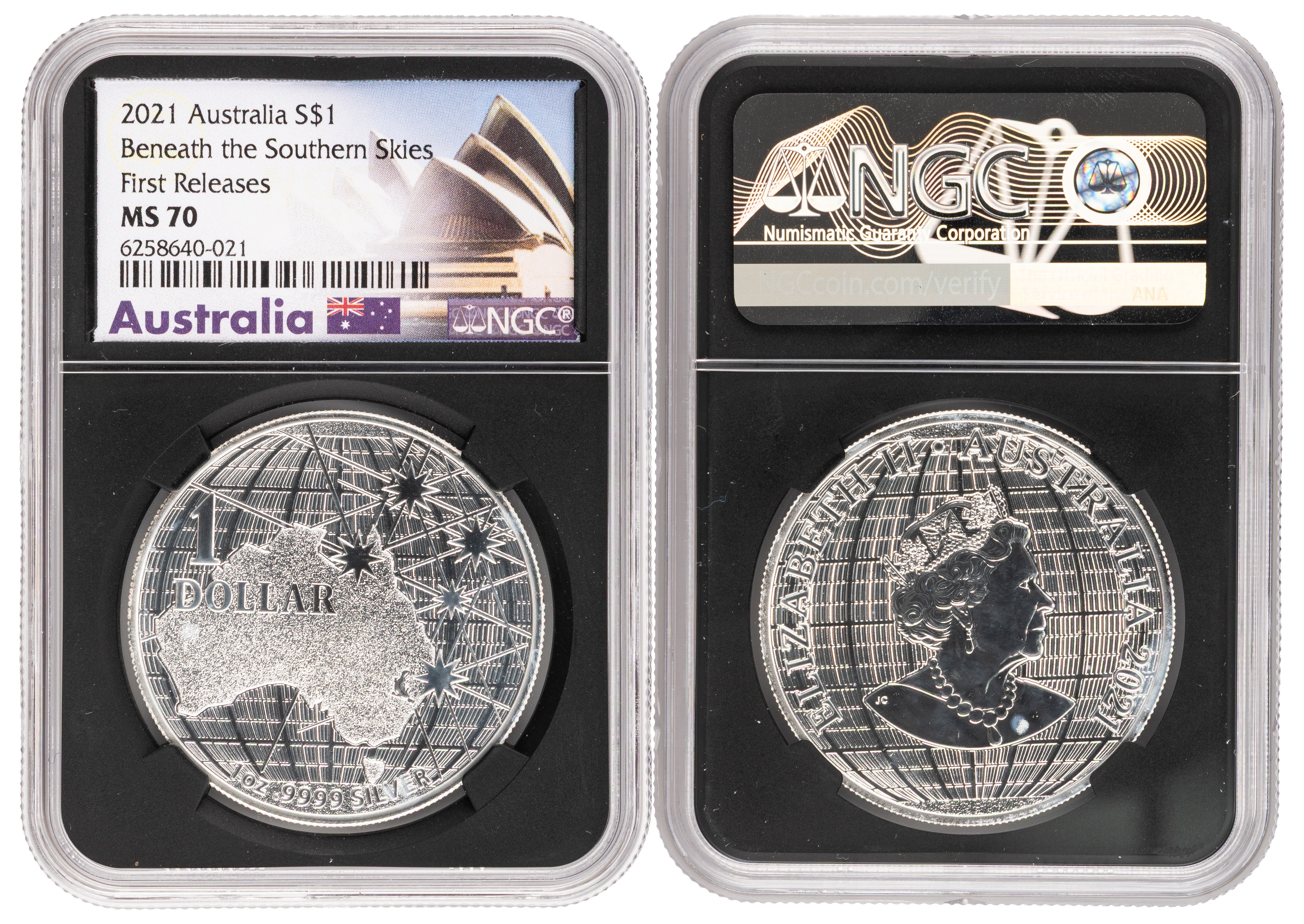 Australia Beneath the Southern Skies, One Dollar, 2021, NGC MS 70