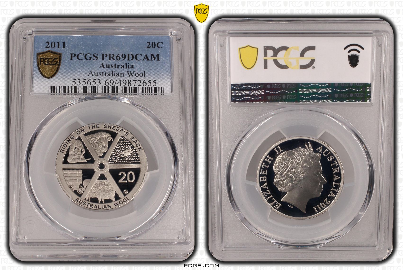 Australian Wool, Twenty Cent, 2011, PCGS PR69DCAM