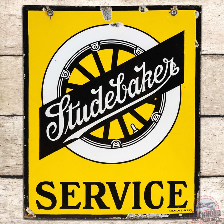 Studebaker Service DS Porcelain Sign w/ Wheel Logo