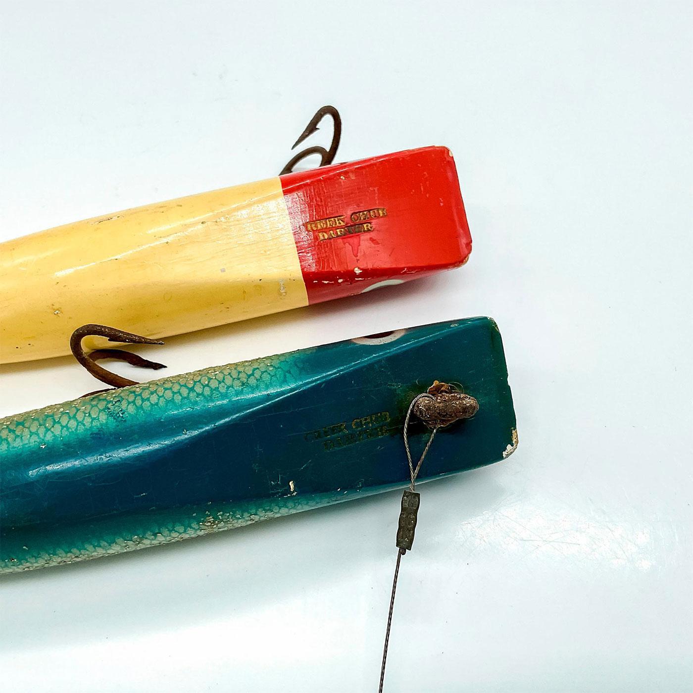 Pair of Creek Chub Darter Lures, Red/White and Blue Flash