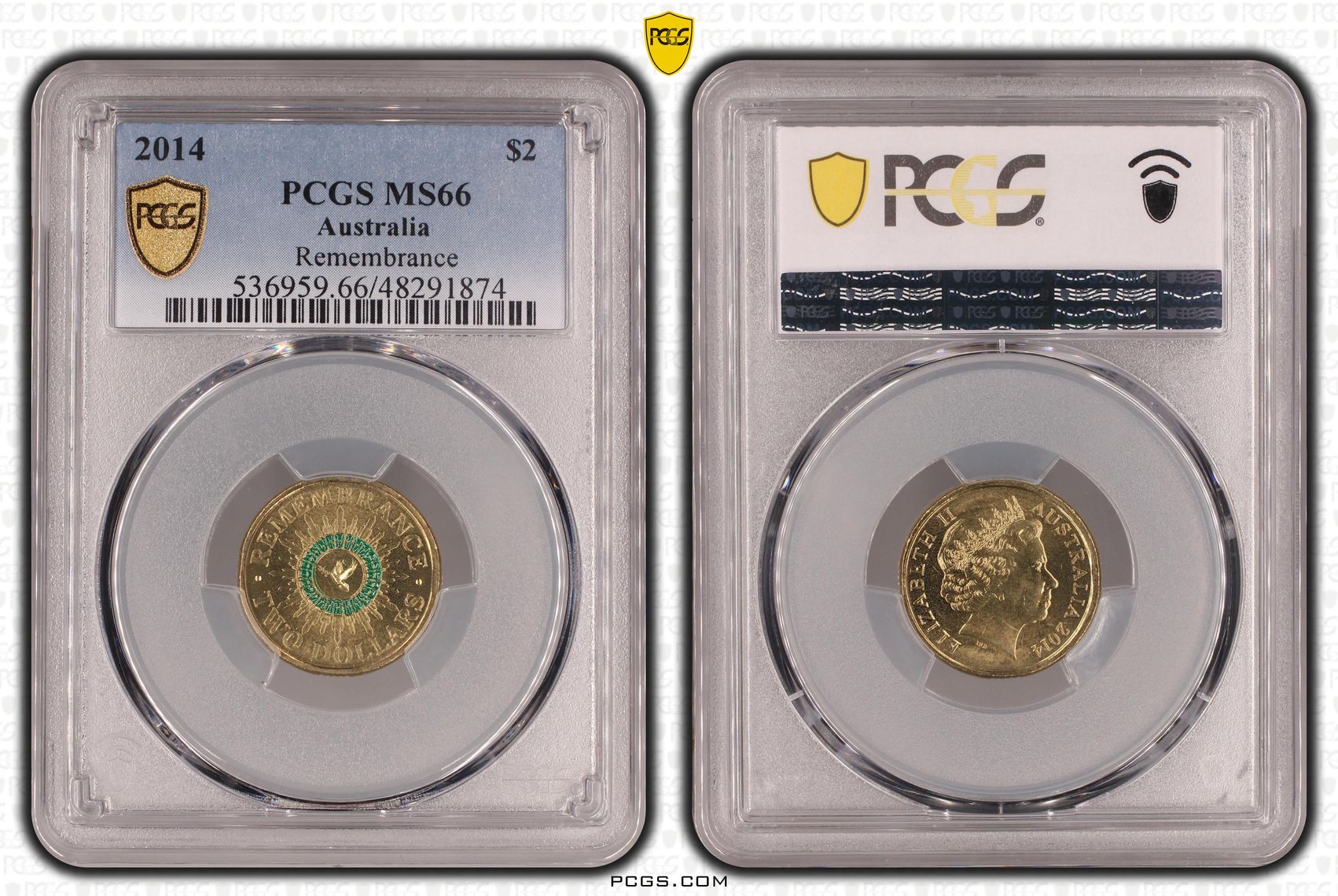 Elizabeth II, Remembrance - Colorized, Two Dollar, 2014, PCGS MS66