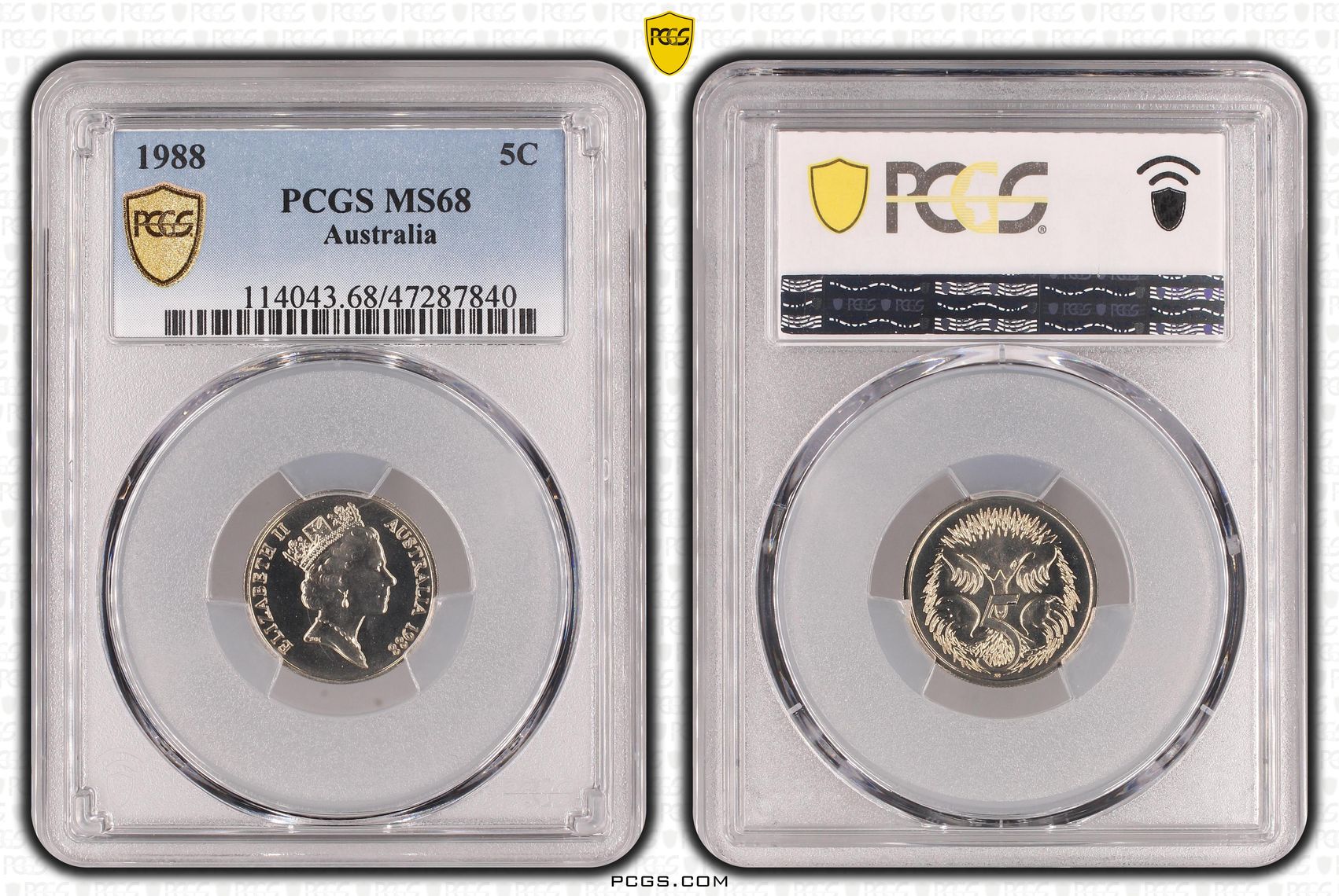 Elizabeth II, Five Cent, 1988, PCGS MS68