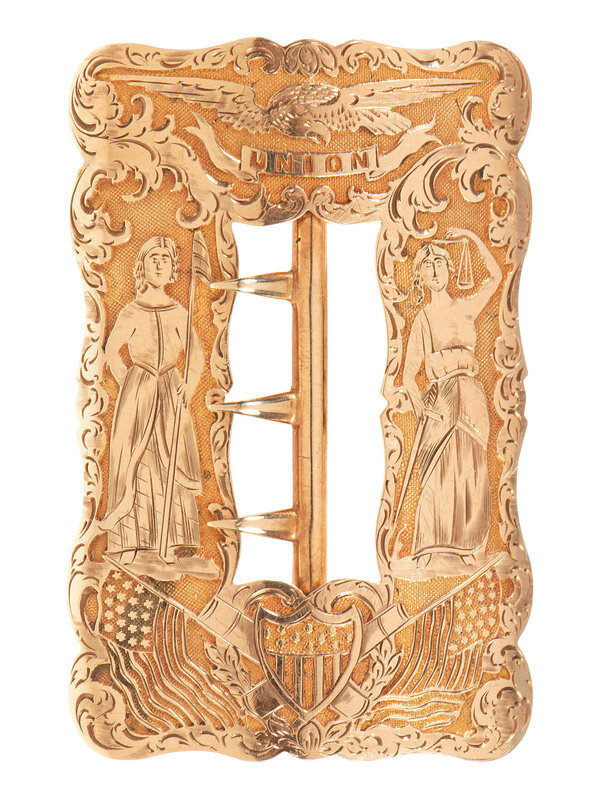 
[MILITARIA]. Civil War-era gold sash buckle.