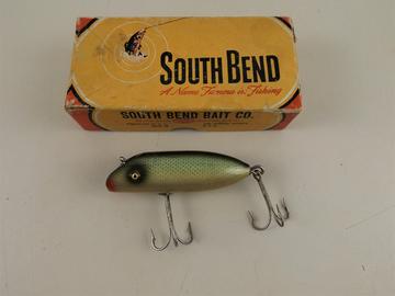 Vintage South Bend Bait Co. Tin Box with Fishing Hook