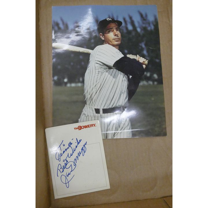 Box Joe DiMaggio Signed Card etc.