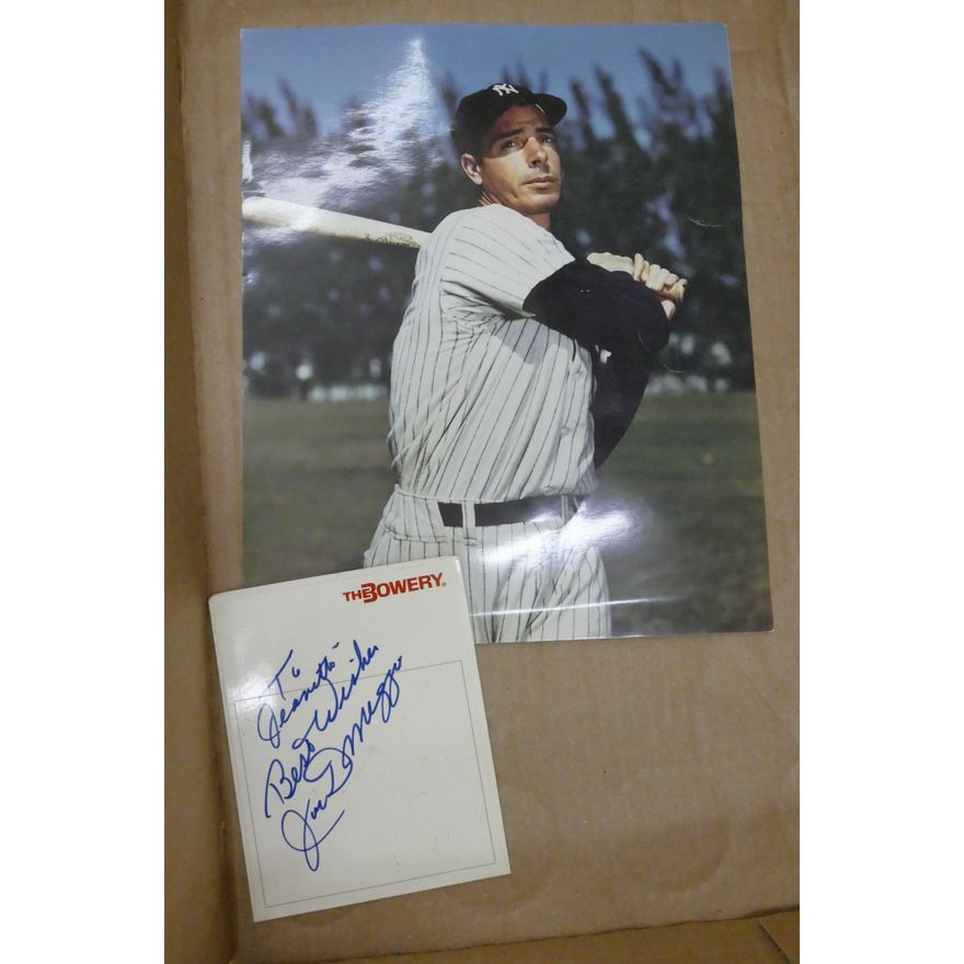Box Joe DiMaggio Signed Card etc.