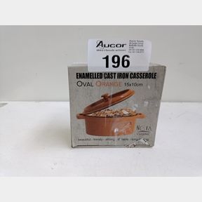 NOVA OVAL ENAMELLED CAST IRON CASSEROLE 15X10CM - ORANGE