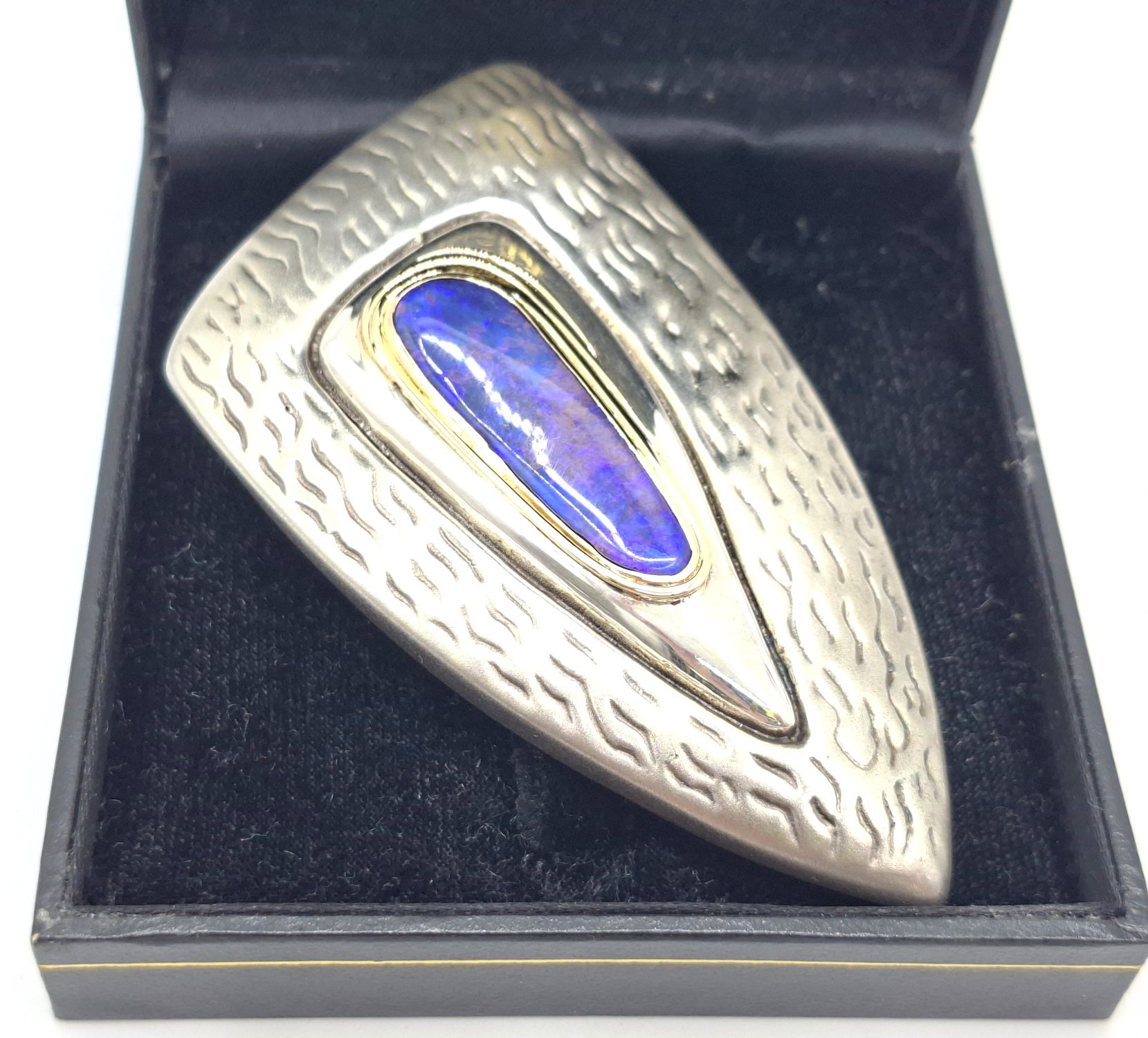 155 · STERLING SILVER OPAL BELT BUCKLE