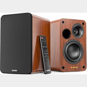 SAIYIN BLUETOOTH BOOKSHELF SPEAKERS, 30W X 2 POWERED TV SPEAKERS WITH 3.5 INCH WOOFER, TURNTABLE SPEAKERS WITH OPTICAL/AUX/RCA INP