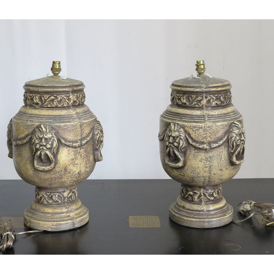 PAIR OF HEAVY TABLE LAMPS
