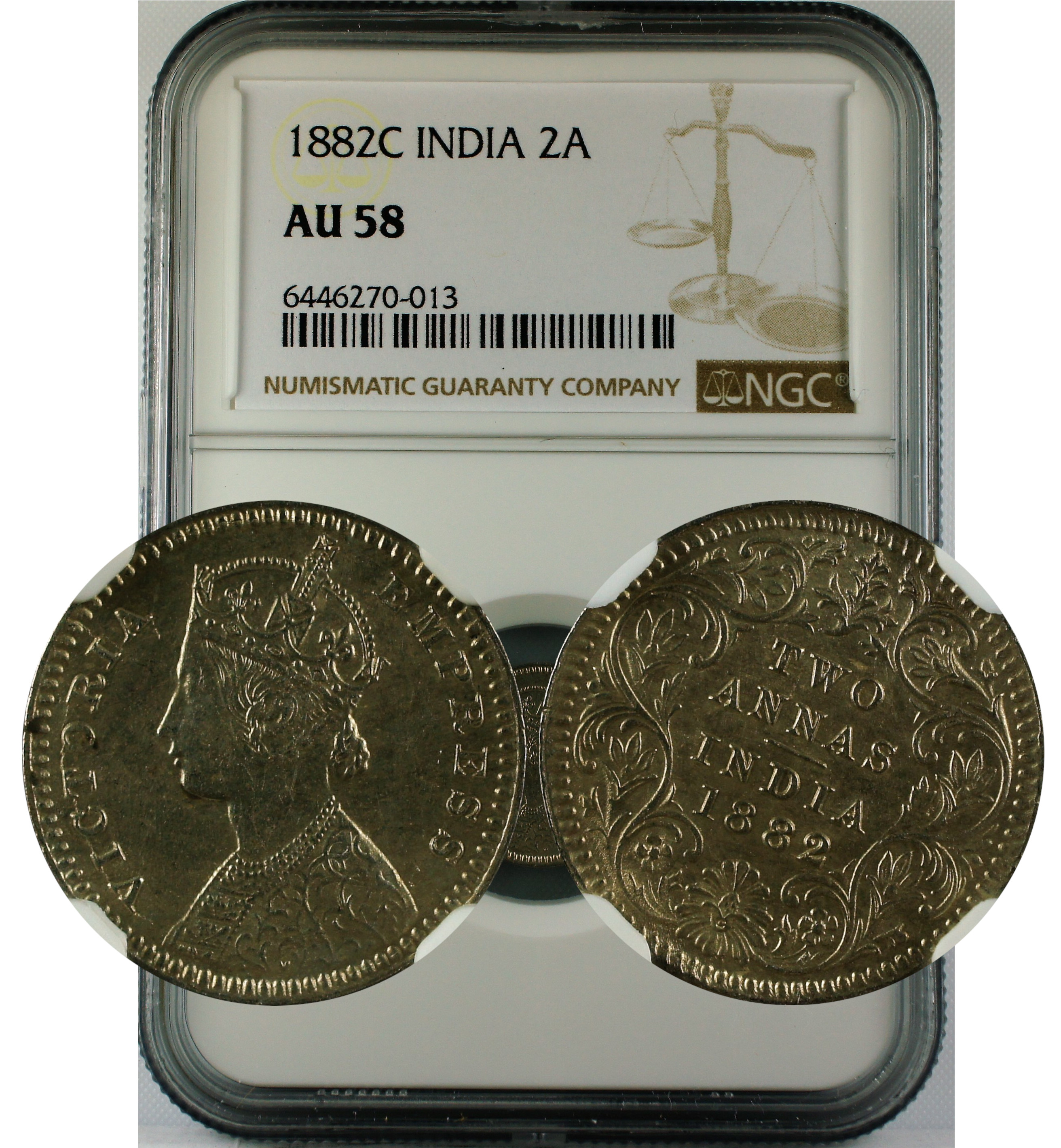 1882 C INDIA 2ANNA AU58
