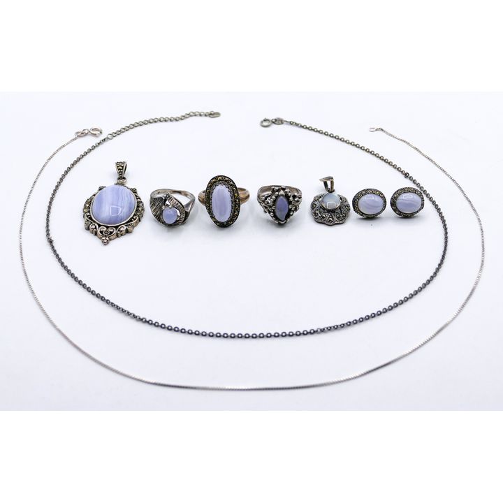 Box Sterling Blue Lace Agate Jewelry