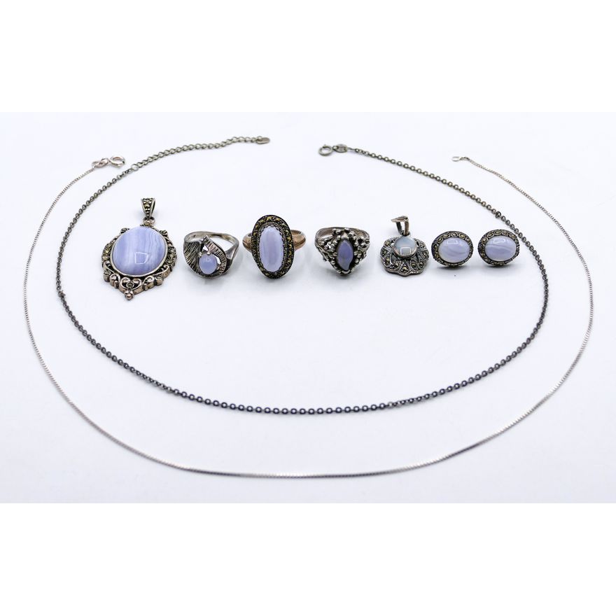 Box Sterling Blue Lace Agate Jewelry