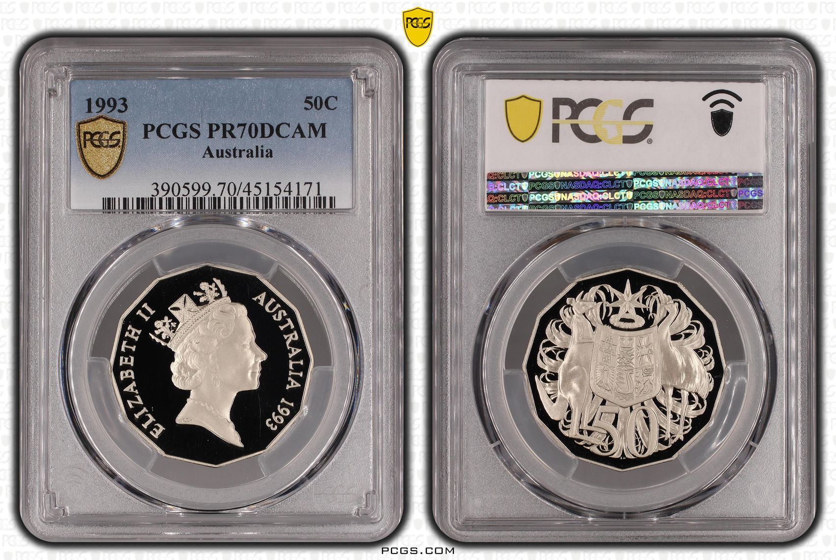 1993 Australia Fifty Cent, 50c PCGS - PR70DCAM POP 17/0 -171