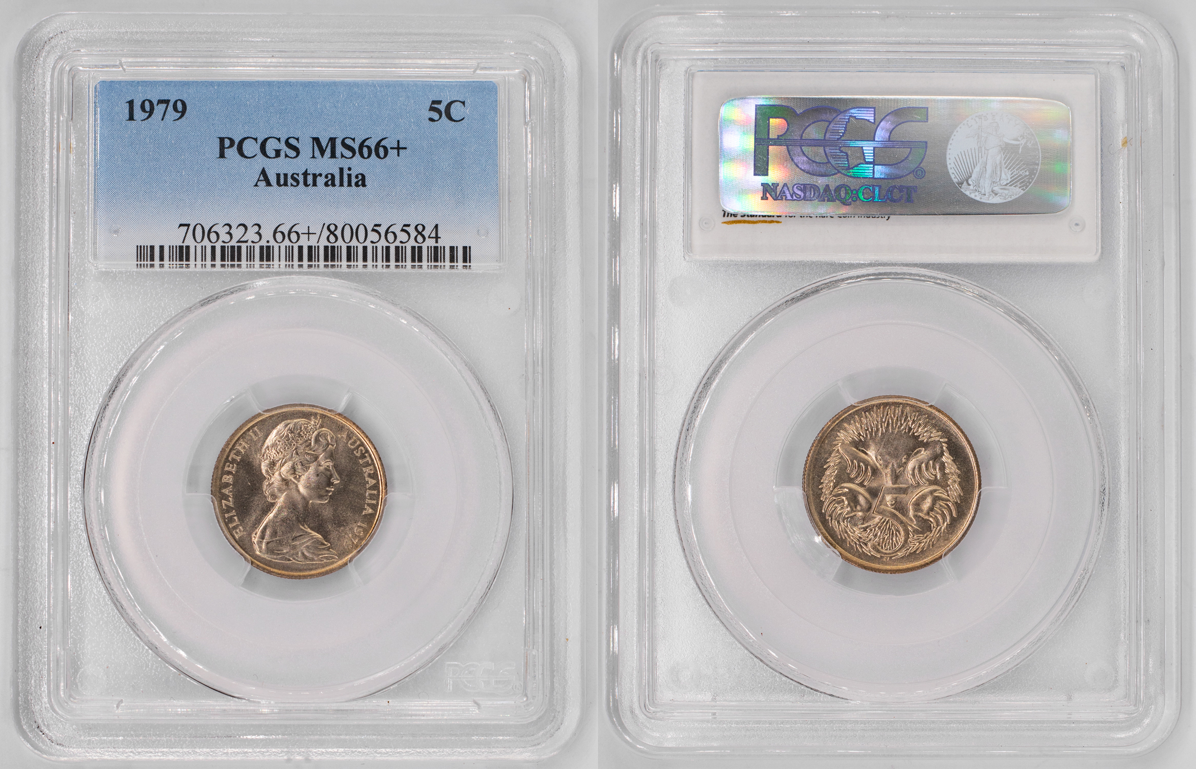 Elizabeth II, Five Cent, 1979, PCGS MS66+