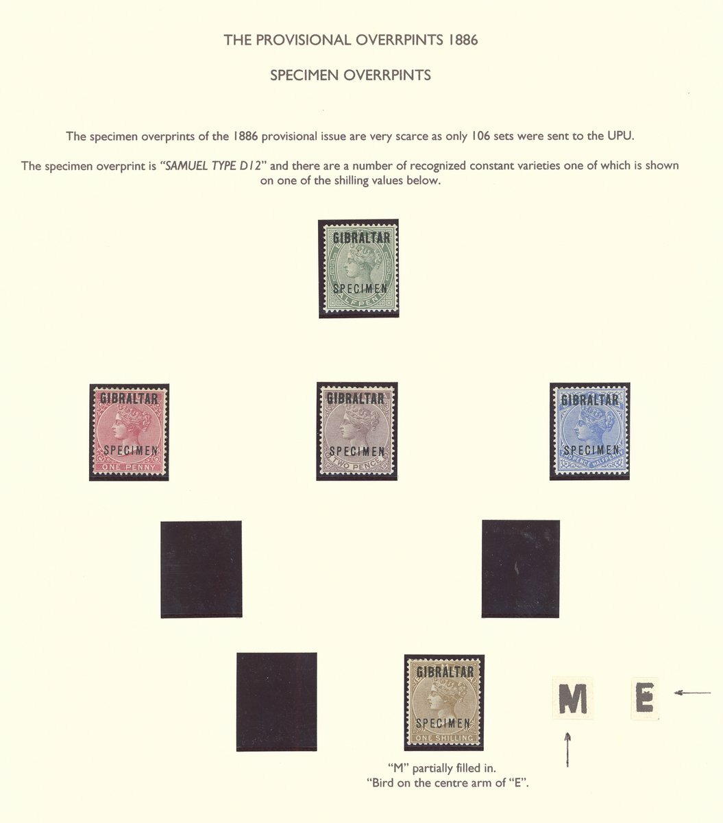 Gibraltar 1886 overprint set of eight (two 1/ values) all overprinted