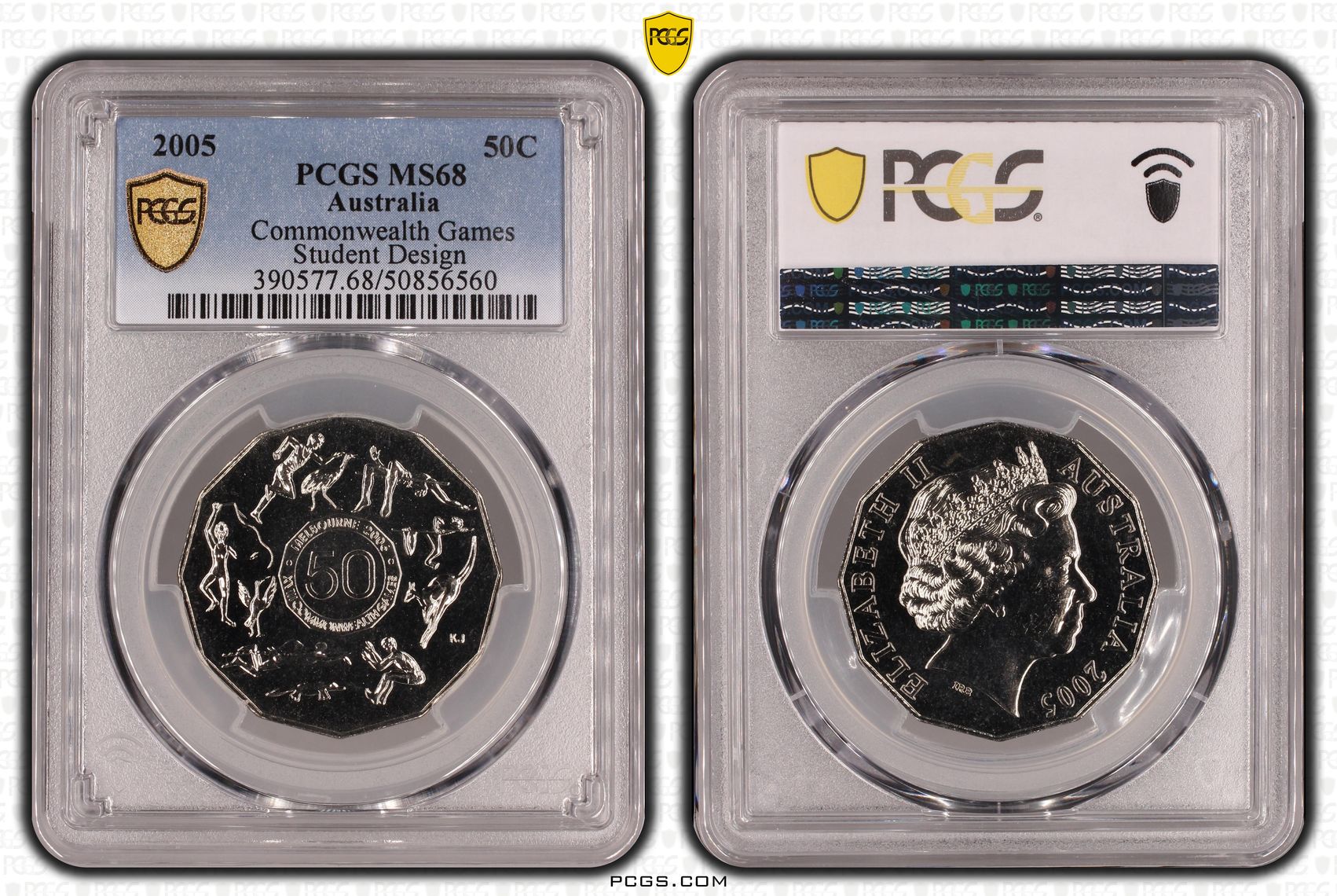 101 · Commonwealth Games Student Design , Fifty Cent, 2005, PCGS MS68