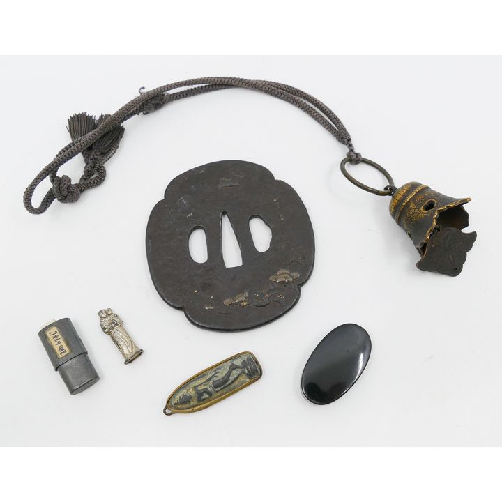 Box Antique Japanese Iron Tsuba Etc