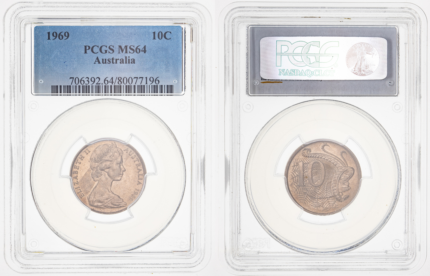 Ten Cent, 1969, PCGS MS 64