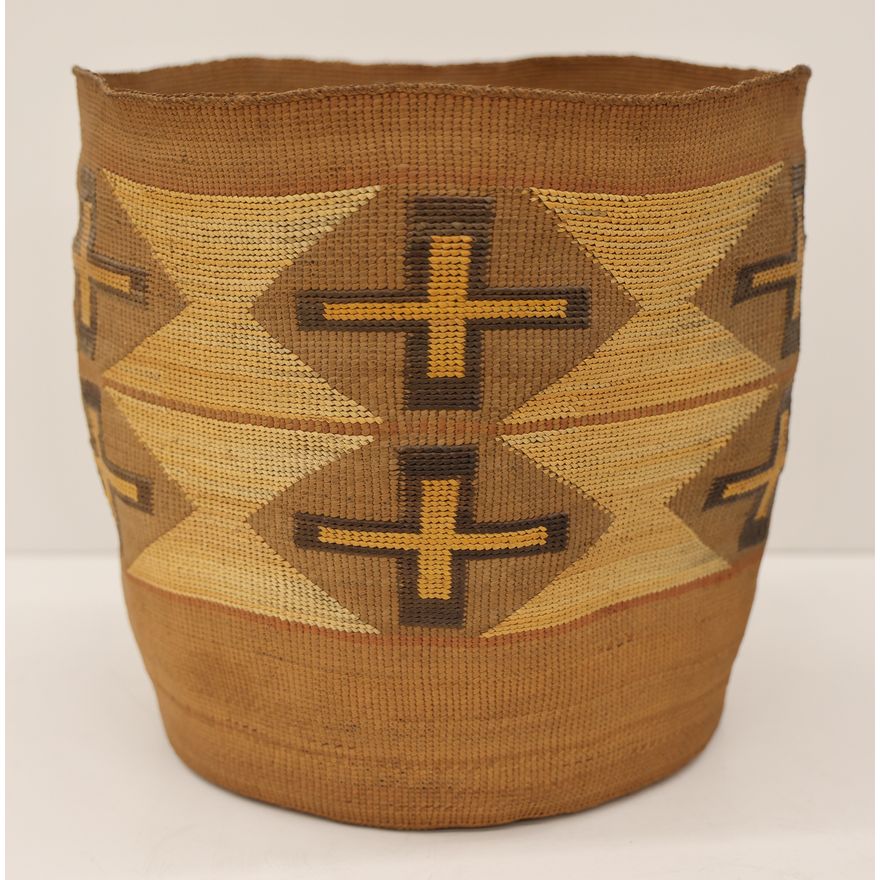 Old Tlingit Large Decorated Indian Basket
