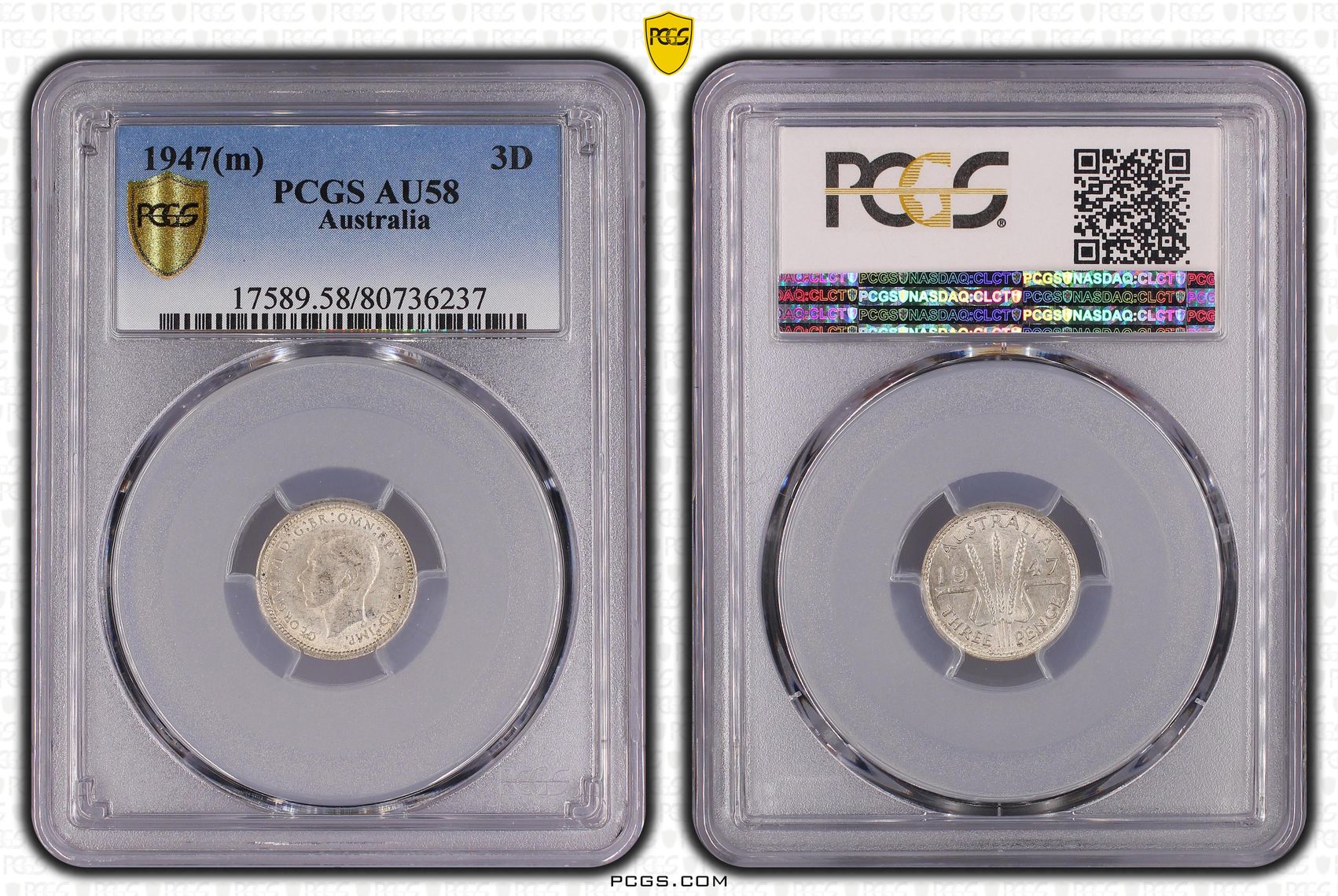 1947(m) Australia Threepence Silver PCGS - AU58 -237