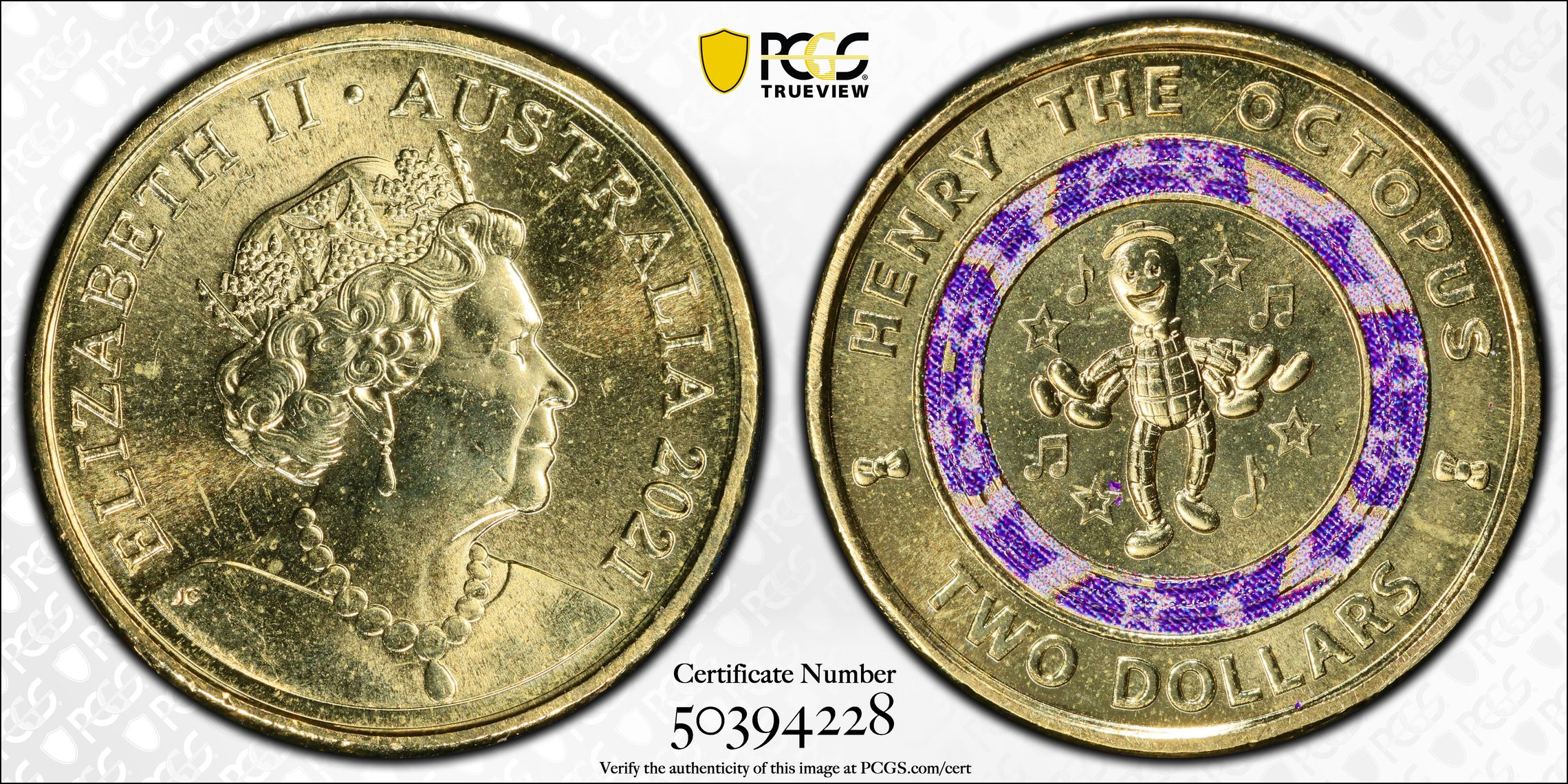 Wiggles - Henry the Octopus, Two Dollar, 2021, PCGS MS66