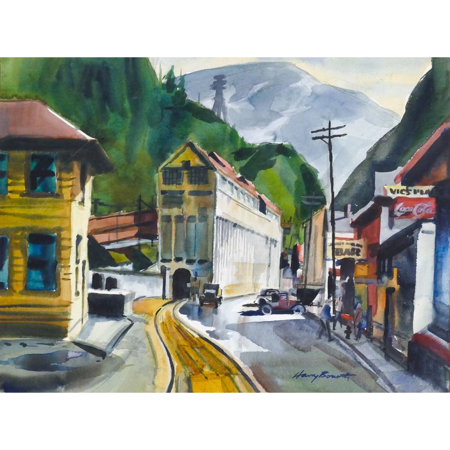 Harry Bonath ''May 29th, 1955'' (Street Scene) Watercolor