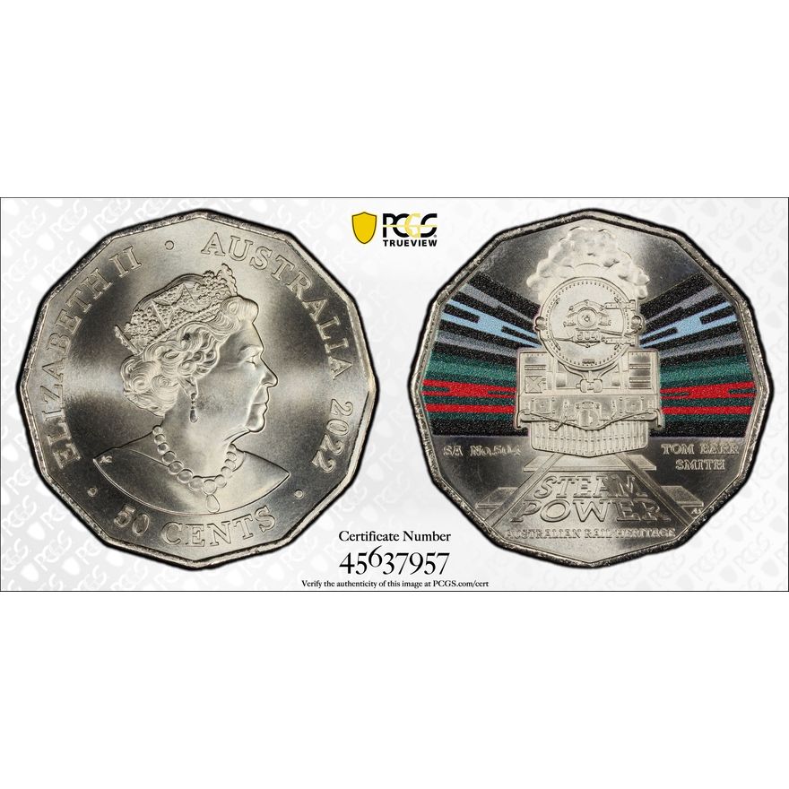 Elizabeth II, SA Railways No. 504, Fifty Cent, 2022, PCGS MS69