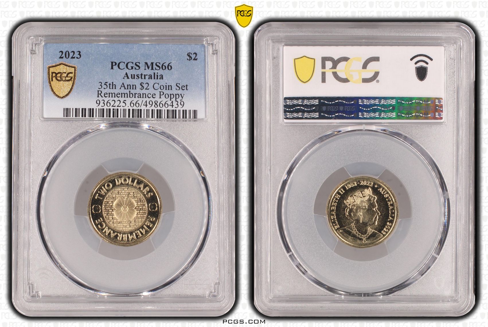 35th Ann $2 Coin Set Remembrance Poppy, Two Dollar, 2023, PCGS MS66