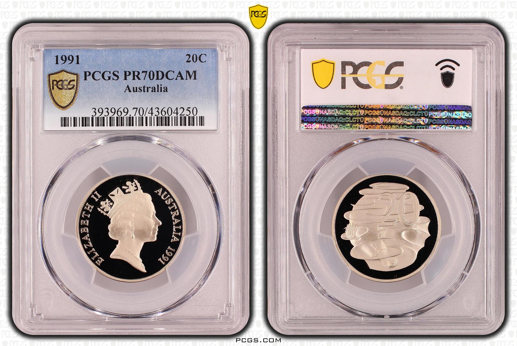 1991 Australia Twenty Cent, 20c PCGS - PR70DCAM POP 19/0 -250