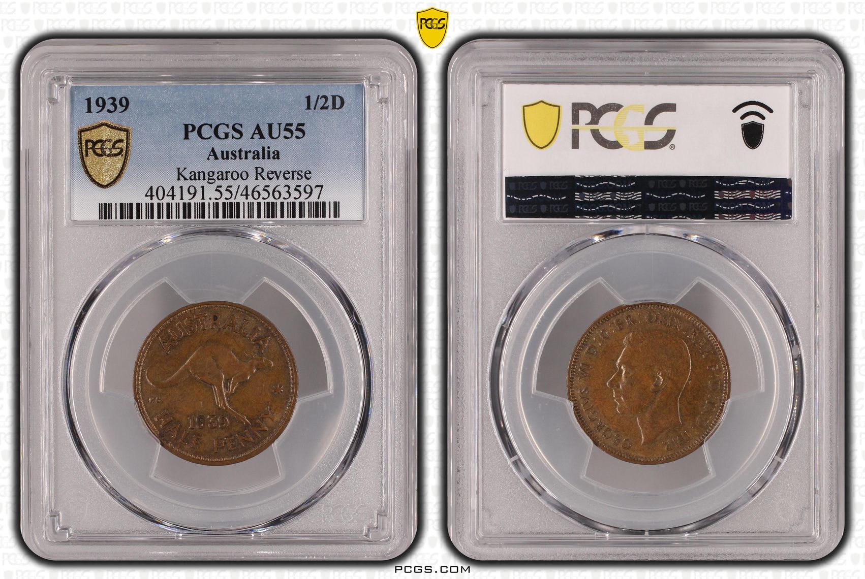 Kangaroo Reverse, Halfpenny, 1939, PCGS AU55BN